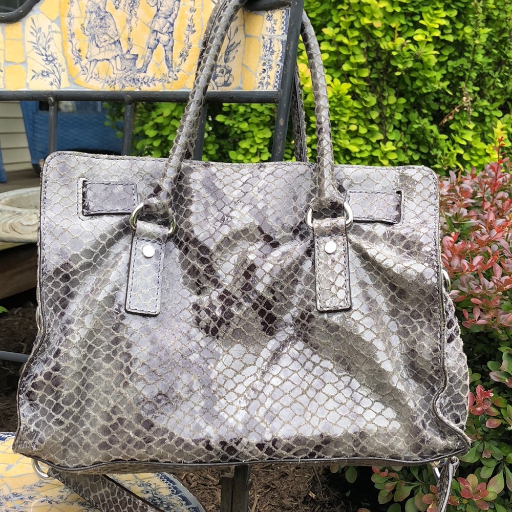 Michael Kors Grey Reptile Skin Handbag - Picture 3 of 8